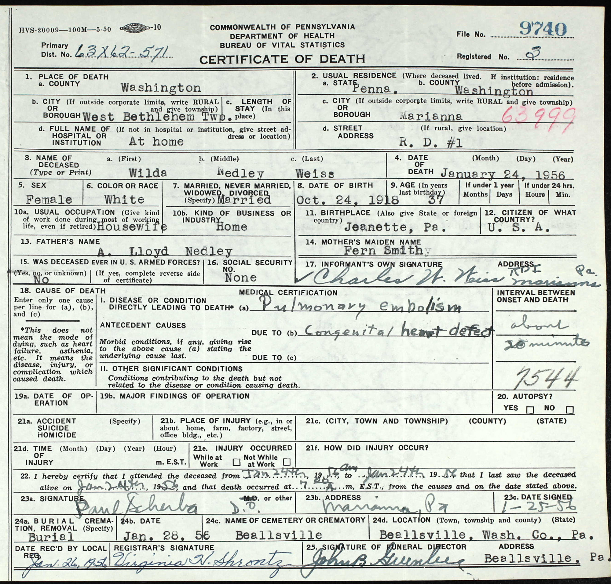 death certificate